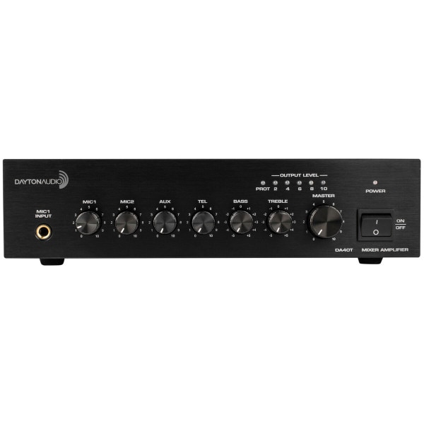 Main product image for Dayton Audio DA40T Commercial Audio Amplifier 40W 70V/ 100V/ 4 Ohm Mixer - 2 Mic 1 Aux 1 Telephone input